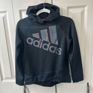 Adidas Girls Size L 12/14 Metallic Rainbow Logo Pullover Hoodie Sweatshirt